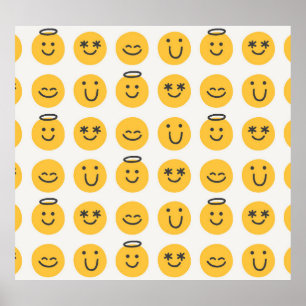Hand getrokken Gelukkig Emoji Patroon Poster