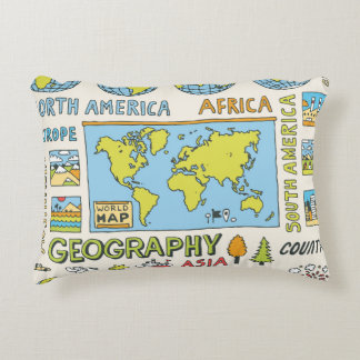 Hand getrokken Geografie Illustratie Accent Kussen