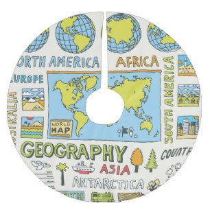Hand getrokken Geografie Illustratie Kerstboom Rok