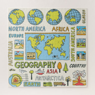 Hand getrokken Geografie Illustratie Legpuzzel
