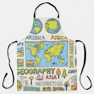 Hand getrokken Geografie Illustratie Schort