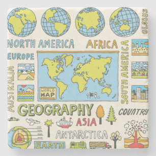 Hand getrokken Geografie Illustratie Stenen Onderzetter