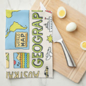 Hand getrokken  Geografie Illustratie Theedoek (Quarter Fold)