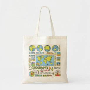 Hand getrokken Geografie Illustratie Tote Bag