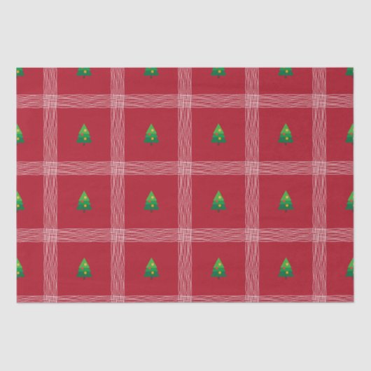 Hand getrokken gingham met kerstboom tissuepapier (Voorkant)