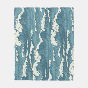Hand-getrokken golven retro patroon fleece deken