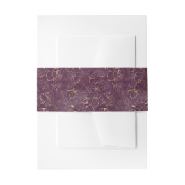 Hand Getrokken Gouden Bloemen over de Waterverf Uitnodigingen Wikkel