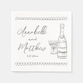 Hand getrokken grijs grillige bruiloft servet (Voorkant)