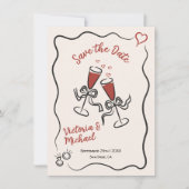 Hand getrokken grillig Save the date Wedding Kaart (Voorkant)