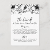 Hand getrokken grillige bloemen bruiloft details informatiekaartje (Voorkant)