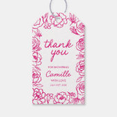 Hand getrokken grillige bloemen dank u Label Cadeaulabel (Voorkant)