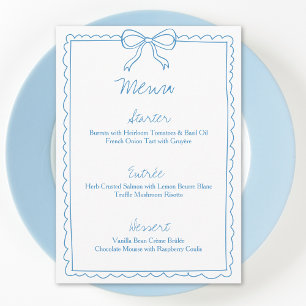 Hand getrokken grillige Blue Bow Sketch Vrijgezell Menu