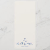 Hand getrokken grillige  Blue Wedding Menu (Achterkant)