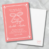 Hand getrokken grillige boog koraal bruiloft kaart