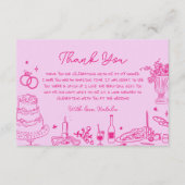 Hand getrokken grillige bruiloft Dank u Informatiekaartje (Voorkant)