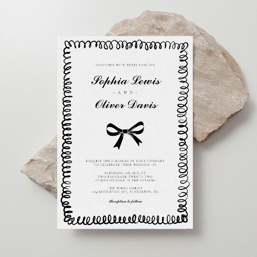 Hand getrokken grillige bruiloft kaart