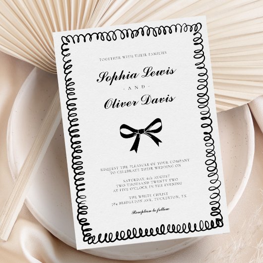 Hand getrokken grillige bruiloft kaart