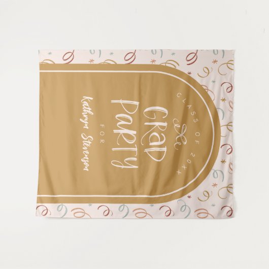 Hand getrokken grillige Confetti Afstudeerder Part Wandkleed (Voorkant (horizontaal))