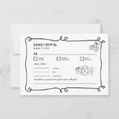 Hand getrokken grillige Doodle Wavy RSVP behuizing (Voorkant)