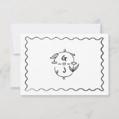 Hand getrokken grillige handgeschreven bruiloft RSVP kaartje (Achterkant)