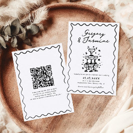 Hand getrokken grillige handgeschreven QR-code bru Kaart