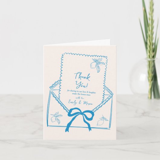 Hand getrokken grillige Lemon bruiloft Dank u kaar (Voorkant)