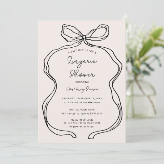 Hand getrokken grillige lint Border lingerie douch Kaart (Staand voorkant)