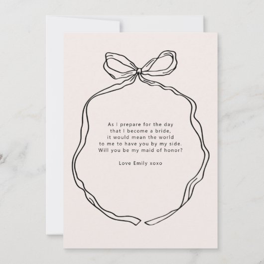 Hand getrokken grillige lint bruidsmeisje kaart (Achterkant)