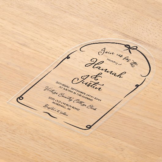 Hand getrokken grillige moderne trendy bruiloft ac acryl uitnodigingen (Laagn)