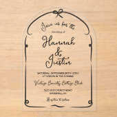 Hand getrokken grillige moderne trendy bruiloft ac acryl uitnodigingen (Voorkant)