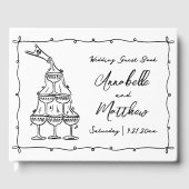 Hand getrokken grillige retro bruiloft gastenboek (Voorkant)