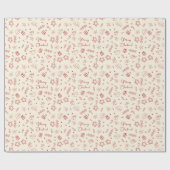 Hand getrokken grillige rode Doodle Kerstmis Cadeaupapier (Vlak)