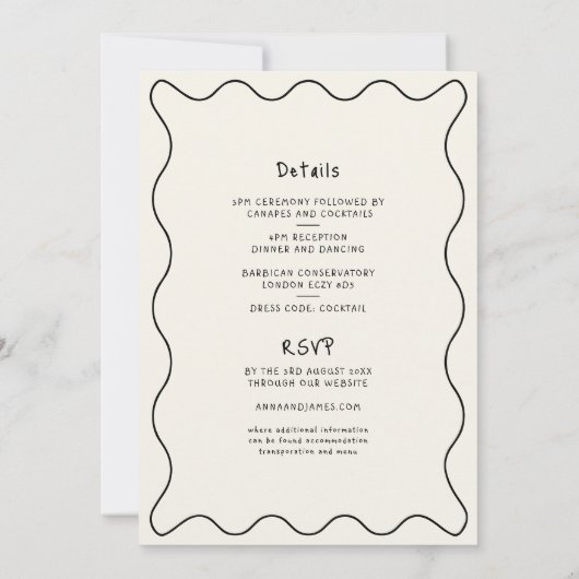 Hand getrokken grillige trendy funky bruiloft kaart (Achterkant)