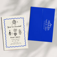 Hand getrokken grillige trendy funky bruiloft