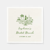 Hand getrokken groene bruids brunch servet (Voorkant)