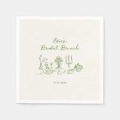 Hand getrokken groene bruids brunch servet (Voorkant)