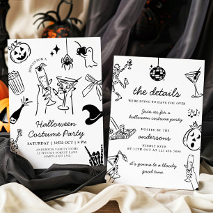 Hand getrokken Halloween kostuum partij Kaart