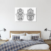 Hand getrokken Hamsa met Ornamenten 6 Canvas Afdruk (Insitu (Slaapkamer))