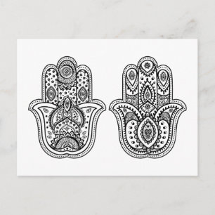Hand getrokken Hamsa met Ornamenten Briefkaart