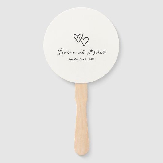 Hand getrokken harten Doodle moderne bruiloft Handwaaier (Voorkant)
