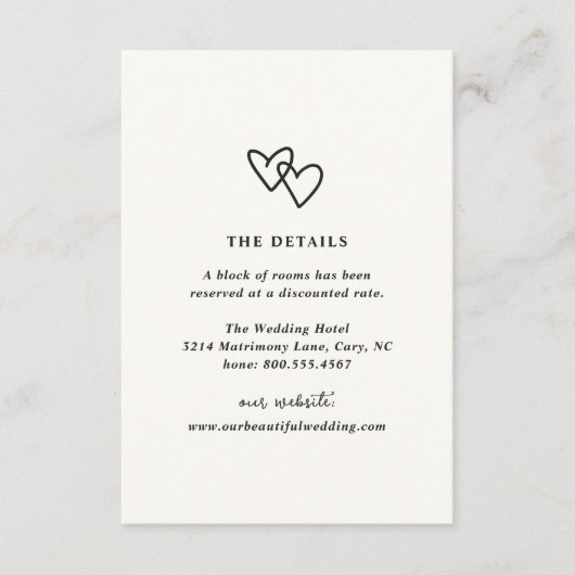 Hand getrokken harten Doodle moderne bruiloft Informatiekaartje (Voorkant)