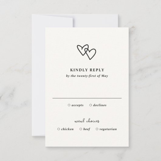 Hand getrokken harten Doodle moderne bruiloft RSVP Kaartje (Voorkant)