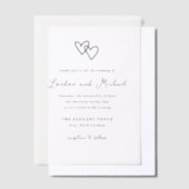 Hand getrokken harten Doodle moderne bruiloft Vellum Uitnodigingen (Offset)