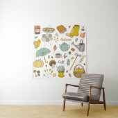 Hand getrokken Herfst: kleurrijke  set Wandkleed (In situ)