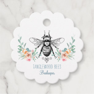 Hand getrokken Honing Bijenimker Apiary Bloemen Pr Bedankjes Labels