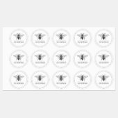 Hand getrokken honingbij in cirkel Logo Labels (Vel)