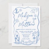 Hand getrokken illustraties Doodles Beach bruiloft Kaart (Voorkant)