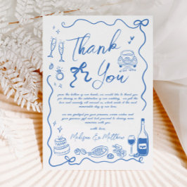 Hand getrokken illustraties Doodles bruiloft Bedankkaart