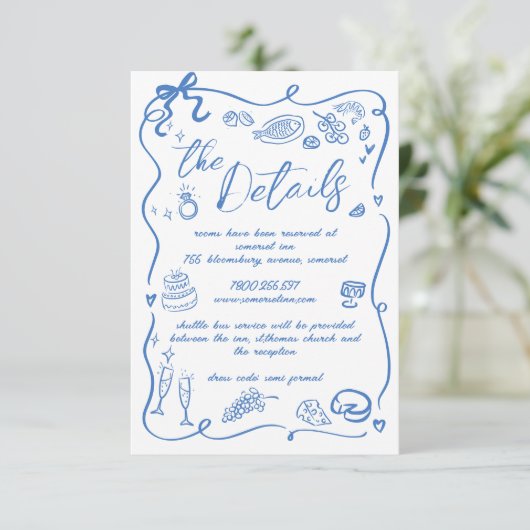 Hand getrokken illustraties Doodles bruiloft detai Informatiekaartje (Staand voorkant)