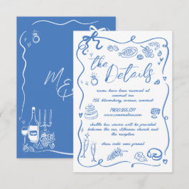 Hand getrokken illustraties Doodles bruiloft detai Informatiekaartje